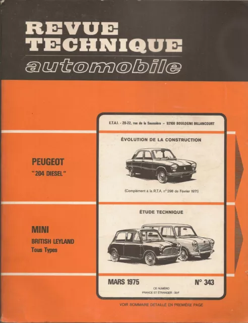 Revue Technique Automobile 343 Rta 1975 Austin Morris Mini Tous Types + Cooper S