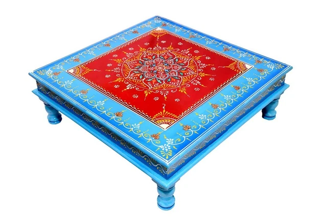 Hand Crafted Wooden Decorative Bajot Chowki Stand Multipurpose Stool