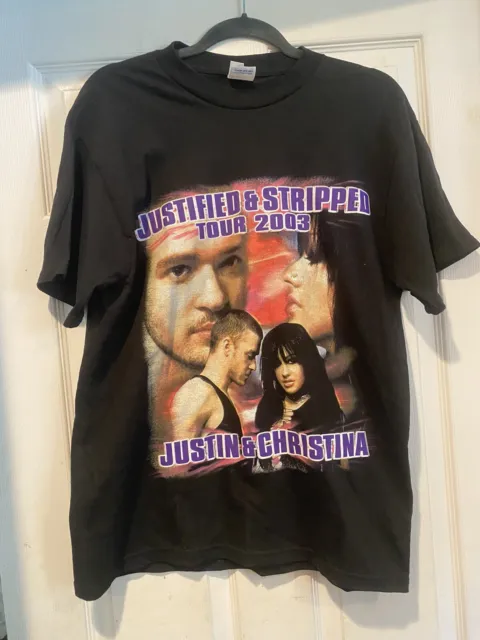 2003 Vtg Justin Timberlake Christina Aguilera Justified & Stripped Tour T Shirt