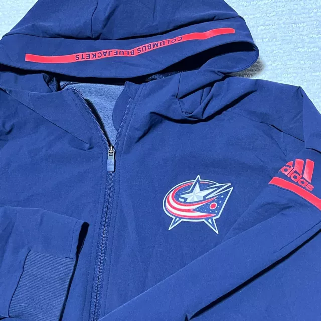 Columbus Blue Jackets FNH Mens XL Jacket Hooded Water Resis. Stretchy Excellent