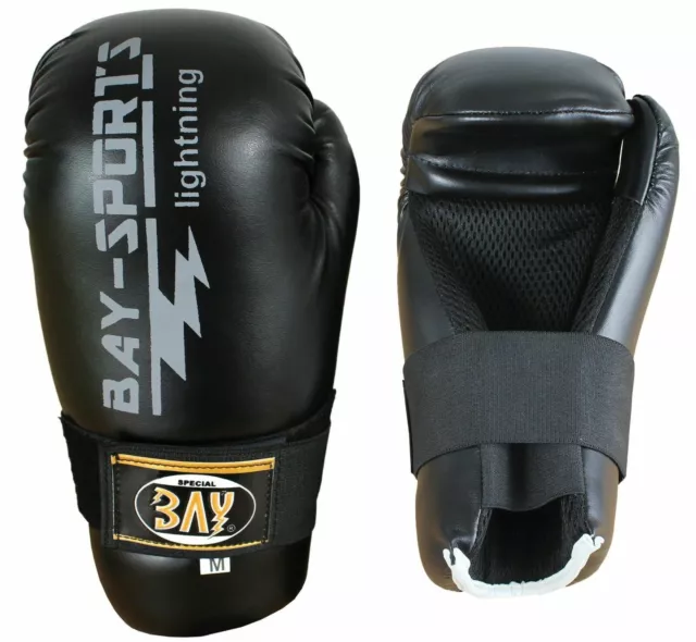BAY® guanti semi-contatto Point Fighter neri kickboxing semi-tec protezione mani