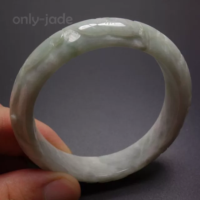 58mm Certified Grade A 100% Natural Green Jadeite Jade Bangle Bracelet Z13489