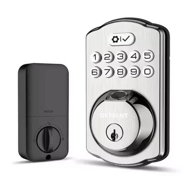 Electronic Deadbolt Satin Nickel with Biometric Fingerprint and Keypad