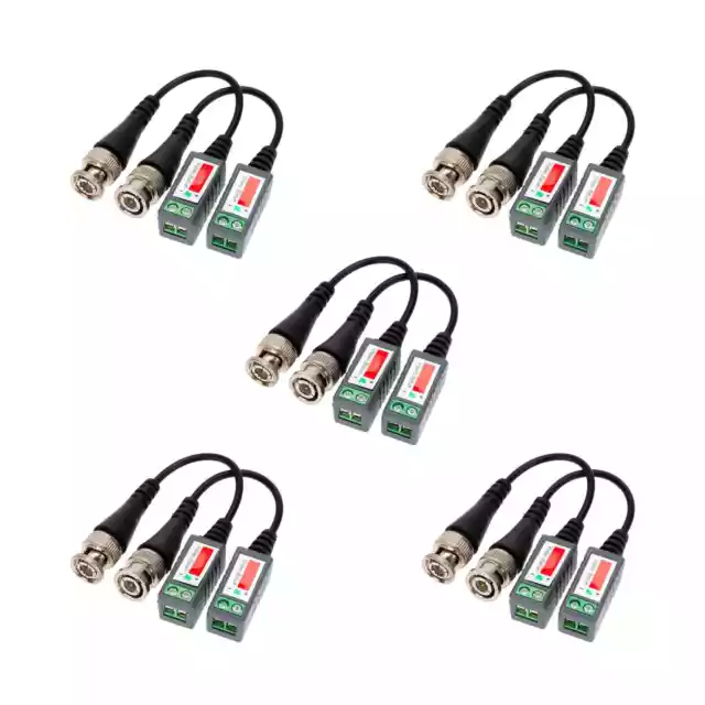 10 Trasmettitori Video Balun Cavo Utp Cat.5 Bnc 600 Metri Per Telecamera Dvr-A2