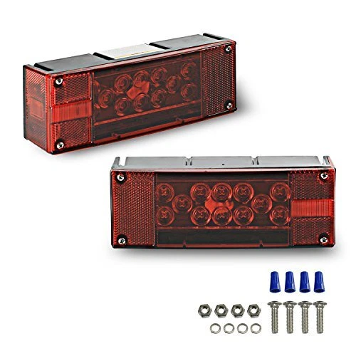 12V LED Trailer Lights, Submersible and Waterproof Low Profile Rectangular tail