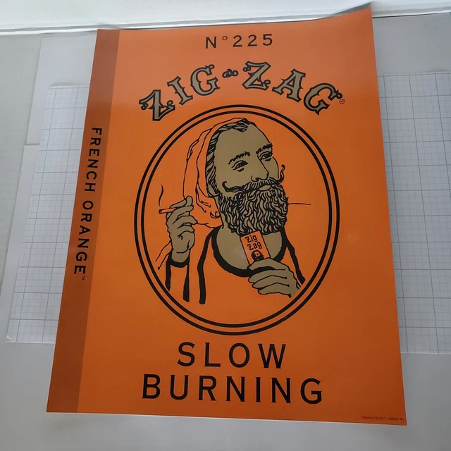 ZIG ZAG No 225 French Orange Slow Burning Rolling Paper Sticker Poster Dbl Sided