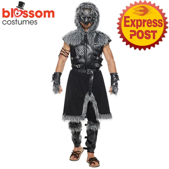 EY238 Mens Viking Werewolf Bad Wolf Medieval Warrior Halloween Fairytale Costume