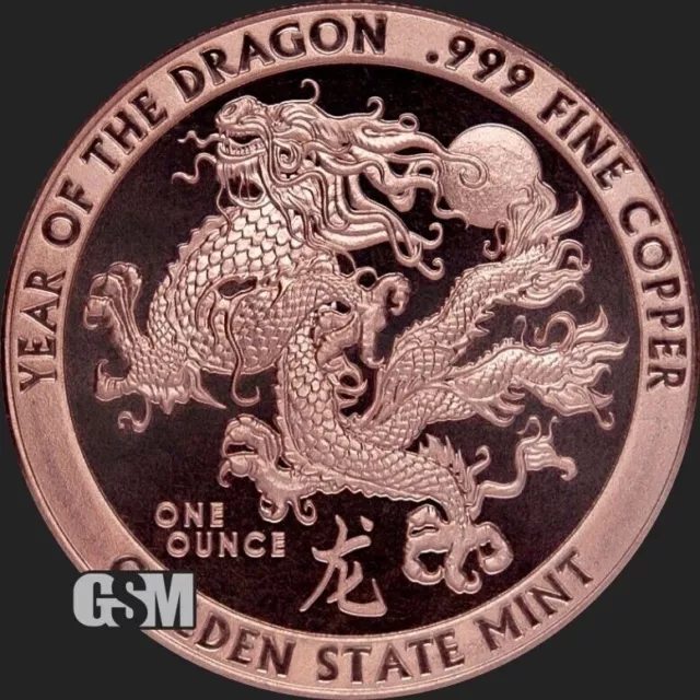 2024 Year Of The DRAGON🐉 1 oz .999 Fine COPPER Round Chinese Lunar🔥*BM & SAVE!