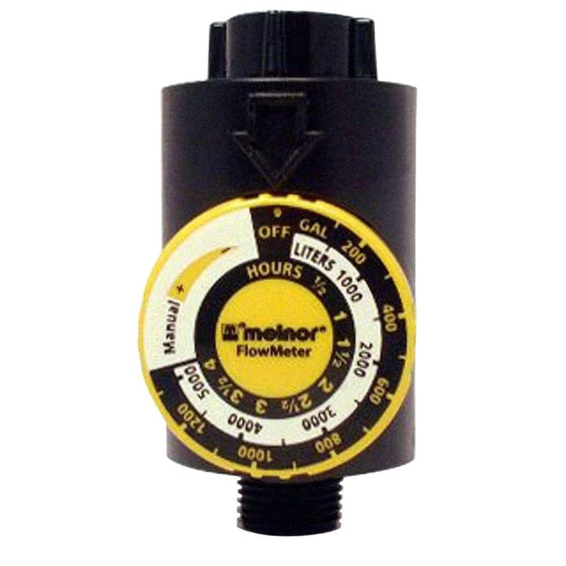 Melnor Flowmeter Garden Hose Water Timer Gallons Liters Gauge Automatic Shut-off