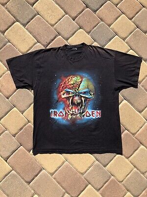 vtg iron maiden rock band dbl sided graphic boot mexico t shirt large