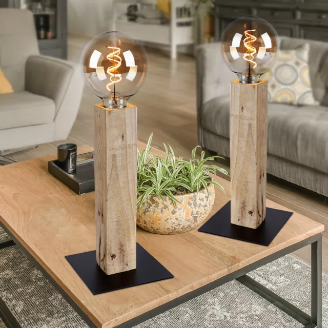 LOT DE 2 lampes de chevet DEL en bois, lampe de table pour chambre salon  EUR 46,99 - PicClick FR