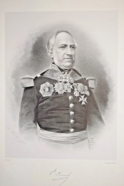 VICE ADMIRAL CHARLES PENAUD Portrait ENGRAVING Victor Frond Pantheon 39x27 cm 1865