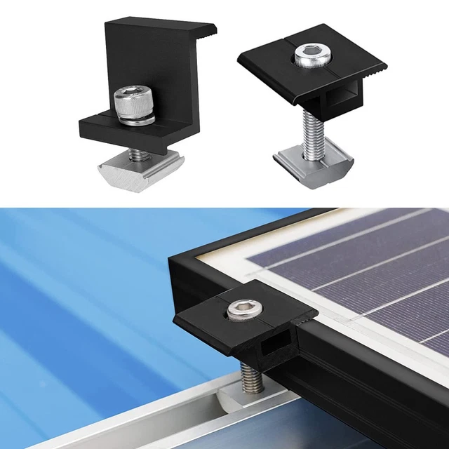 Lot 4 Pinces Z Pour Panneaux Solaires 30mm - Alliage Aluminium Anodisé Noir - Fixation Photovoltaïque Toit