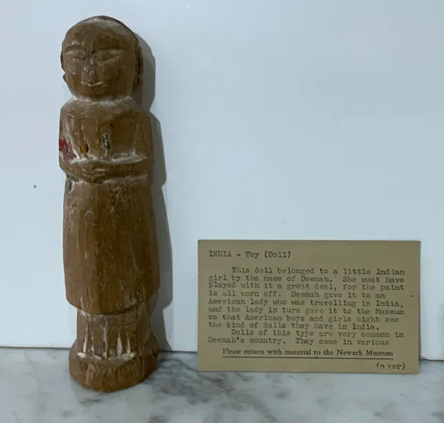 Unique Antique Carved Wood Doll From India - From A Museum Collection