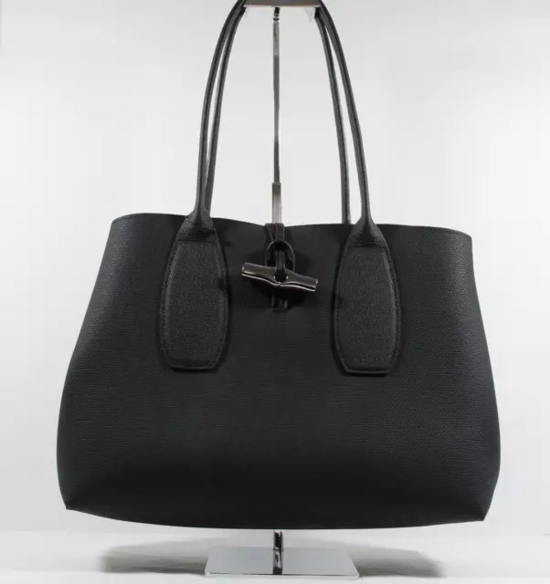 Longchamp Roseau Large Leather Tote - Black
