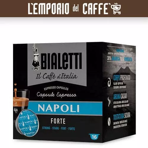 64 Capsules Aluminium Café D'Italie Bialetti Mélange Naples Goût Dièse Intenso