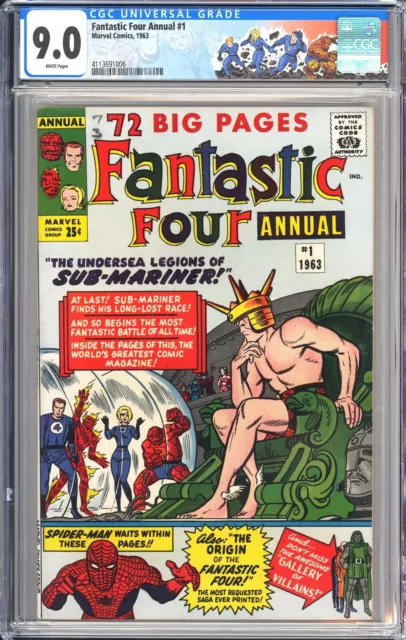 FANTASTIC FOUR ANNUAL 1 CGC 9.0 WHITE PAGES KEY SUB-MARINER  1st LADY DORMA