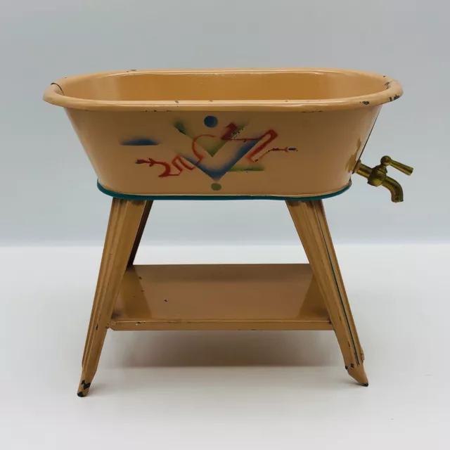 Art Deco Blechspielzeug, Badewanne aus Blech, Puppenstube Puppenwanne dekorativ 2