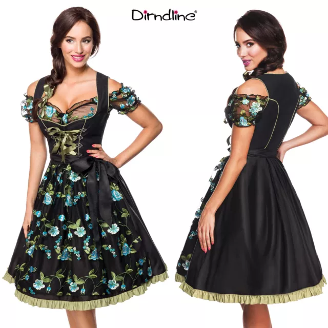 Dirndl Vestito Tradizionale Tirolese Bavarese Ricamato Completo Oktoberfest 7004