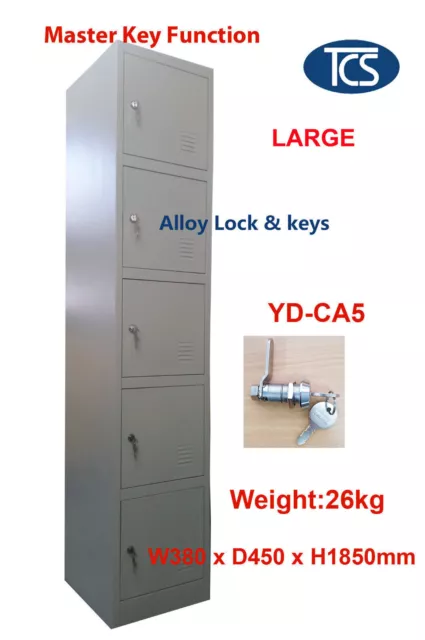 TCS Assembled 5 Door Metal Storage Locker Alloy Locks SCHOOL GYM OFFICE STAFF