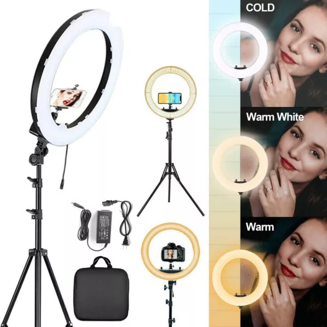 18" LED Ring Light Kit With Stand Dimmable 5500K For Camera Makeup Phone US