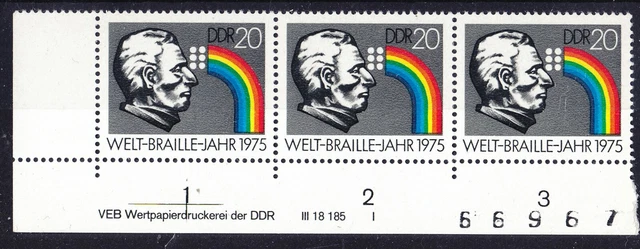 Briefmarken DDR Mi Nr.2090 Blindenschrift BZN Druckvermerk WPD I**