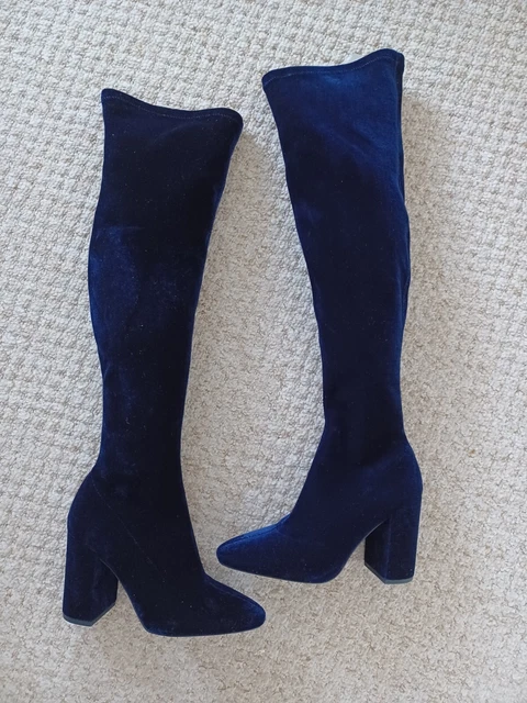 ZARA OVER THE Knee Women s Velvet Stretch Boots Royal Blue EU 37 UK 4 59.00 PicClick UK