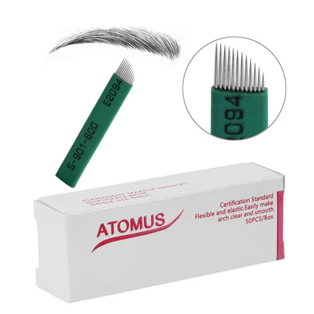 50 Pcs Eyebrow Sloped Needles Eyebrow Needles Set Makeup Gadgets Arc 9