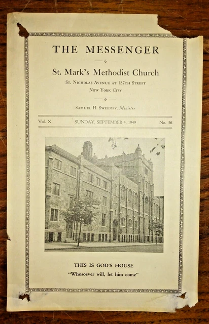 THE MESSENGER - St. Marks Methodist Church, Harlem - 1949 Worship Bulletin