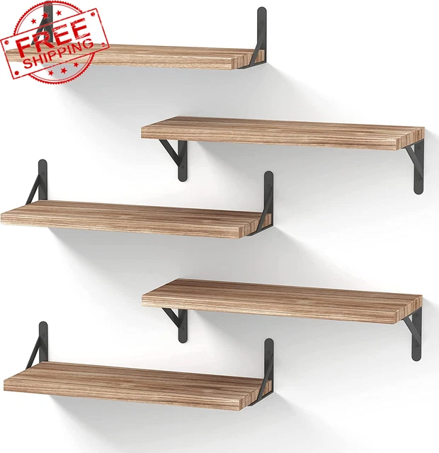 Floating Shelves Set of 5 Rustic Wood Wall Shelf Bedroom Decor Living Kitchen