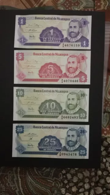 Banconote Rare In Fds - Nicaragua 4 Pezzi In Blocco