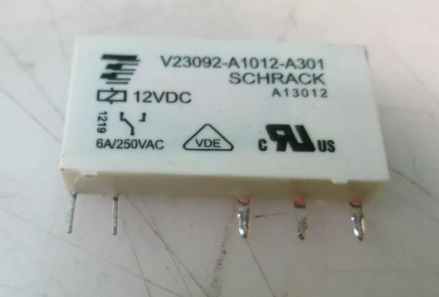 Schrack Relay 12VDC 6A 250v SPDT (28x5x15)mm THT Slim PCB 848Ohm NEW