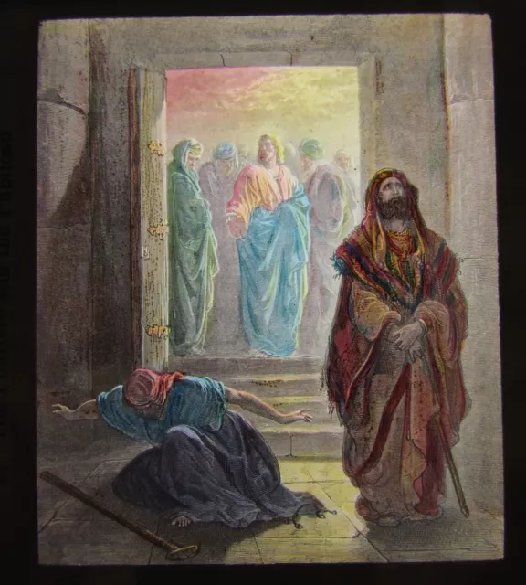 Glass Magic Lantern Slide THE PHARISEE & THE PUBLICAN C1910 CHRISTIAN RELIGION