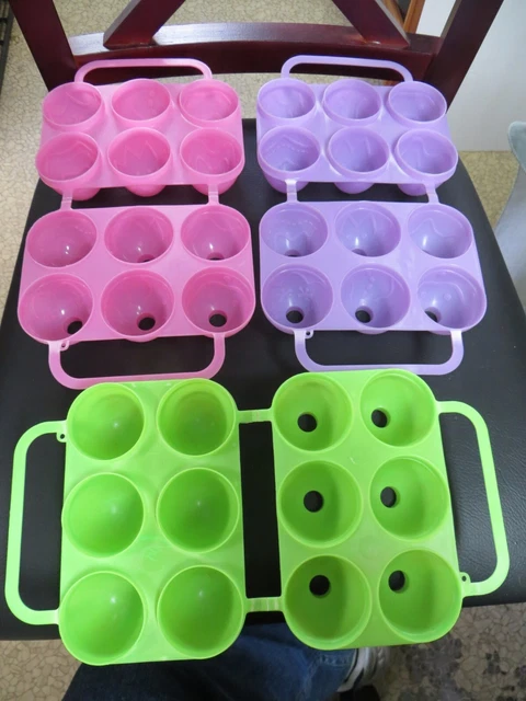 Moldes De Tiro De Huevo Jello Jell-O Jigglers Decorados Lisos (3) Usados Rosa Púrpura Verde