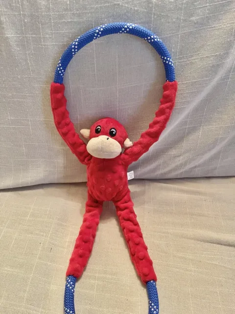 ZIPPY PAWS: Red Monkey Dog play Toy. Rope Plush