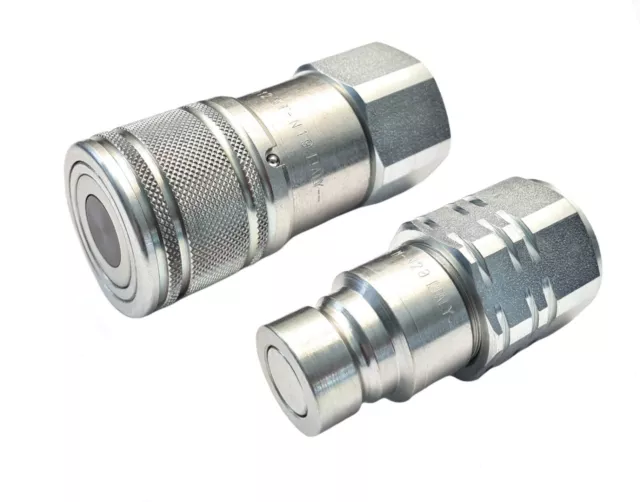 Flat Face Quick Release Hydraulic Couplings Connectors - Sizes 1/4" - 1 1/4" BSP