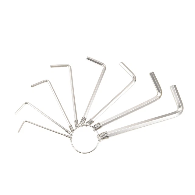 Hex Clé Set, 8 in 1 L Forme Combinaison Clé Anneau(Ton Argent)