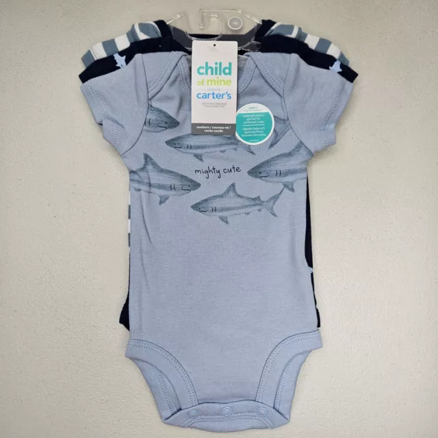 Carters Baby Boy Bodysuit Set Newborn 0 Months 3 Piece Blue Shark Great Gift