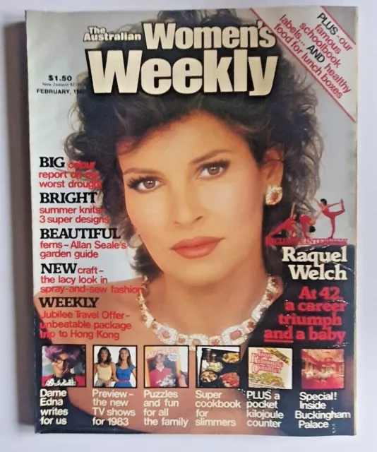 Australian Women's Weekly Magazine February 1983 Raquel Welch Dame Edna