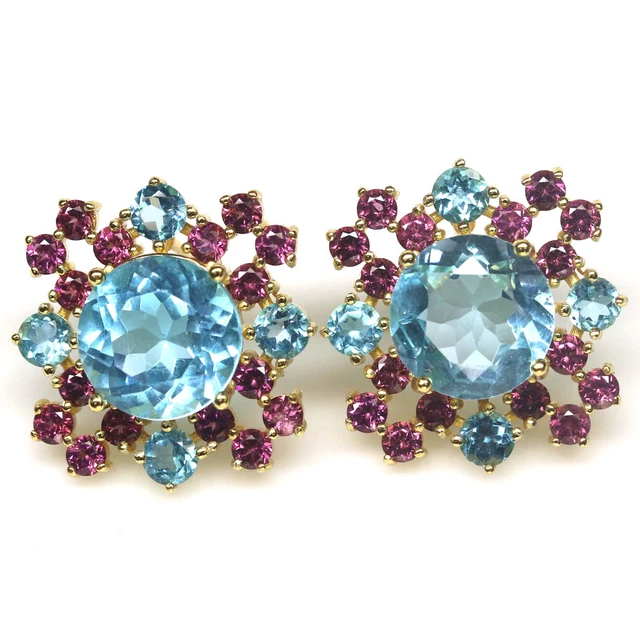 Boucles D'oreilles Argent Sterling Topaze Bleue Naturelle - Dormeuses - ROSEMIMOSA - Neuves