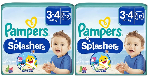 Pack 24 Couches PAMPERS "SPLASHERS" Taille 3-4 (6 à 11 KG) Culotte Bain Eau Bébé