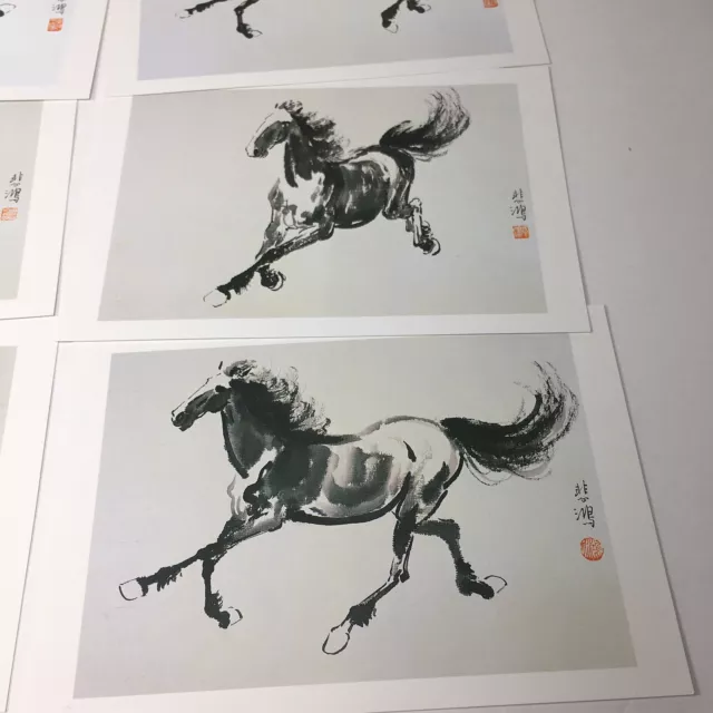 Xu Beihong Picture 10 reproductions Galloping Horses Postcard Set 7.5" X 5" 3