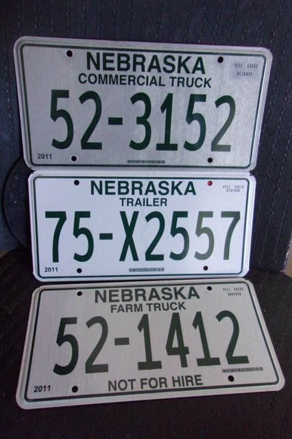 LOT of 3 DIFFERENT NEBRASKA LICENSE PLATES