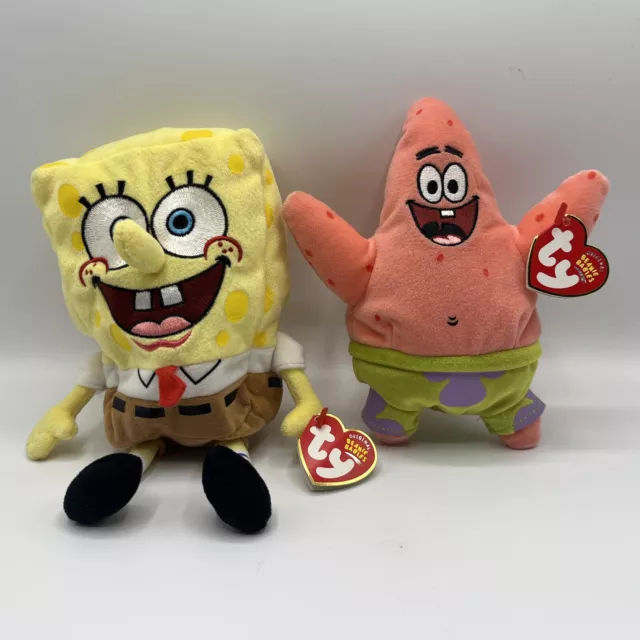 TY BEANIE BABIES SpongeBob Patrick Squidward Plush Lot Of 3 2004 $28.00 ...