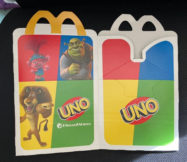 UNO DREAMWORKS MCDONALD’S Happy Meal Used Box 2024 Shrek Trolls And