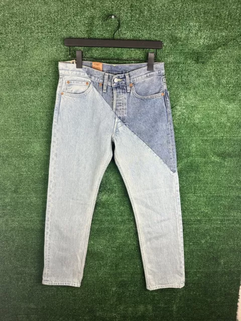 VETEMENTS X Levis Cross Cut Slim-Leg Reworked Light Wash Jeans 28 Waist 34 Leg