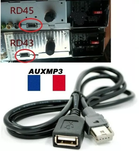 Cable USB PEUGEOT CITROEN AUTORADIO RT6 RD5 RD45 RD43 AUX USB PSA MP3 USB