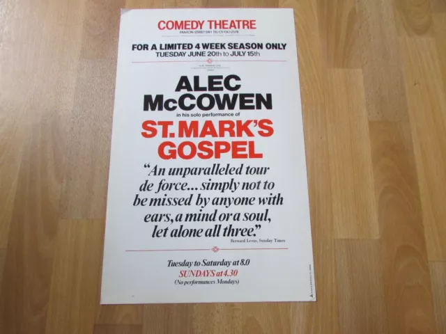Alec McGOWAN Solo Performance of St MARK'S Gospel Original COMEDY Theatre Poster