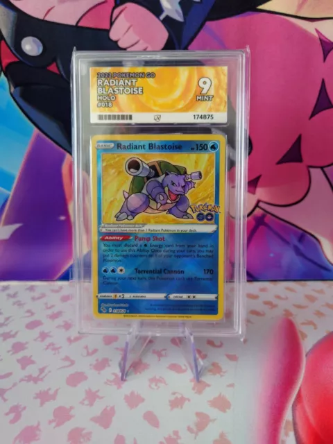 Pokémon TCG Radiant Blastoise Pokemon Go 018/078 Holo Radiant Rare Ace Graded 9