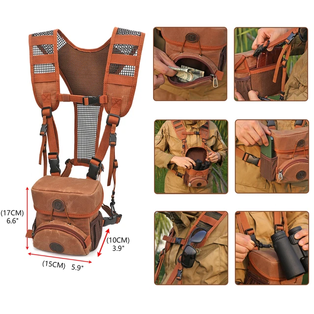 TOURBON Binoculars Molle Bag Chest Pack Canvas Tool Holder Phone Storage Pouch
